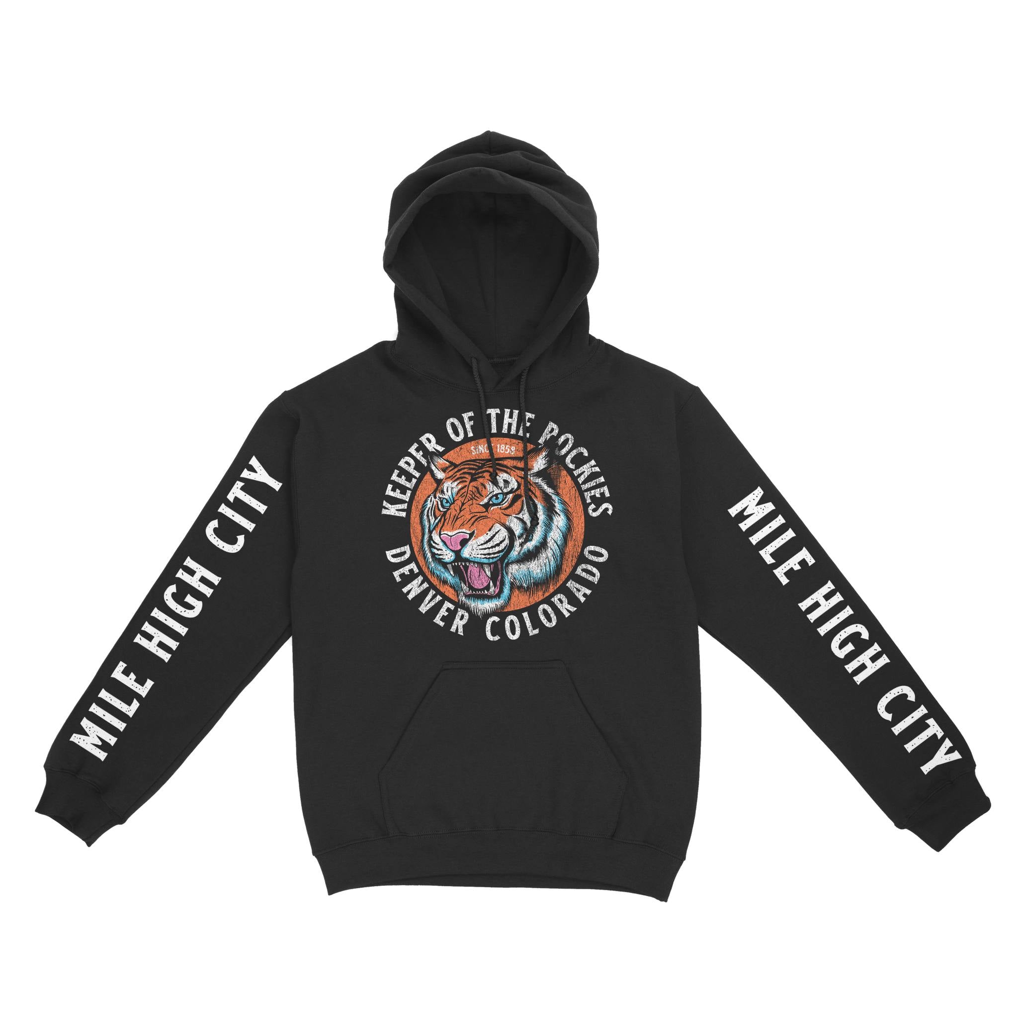Denver Hoodie in Black - front-sleeves view
