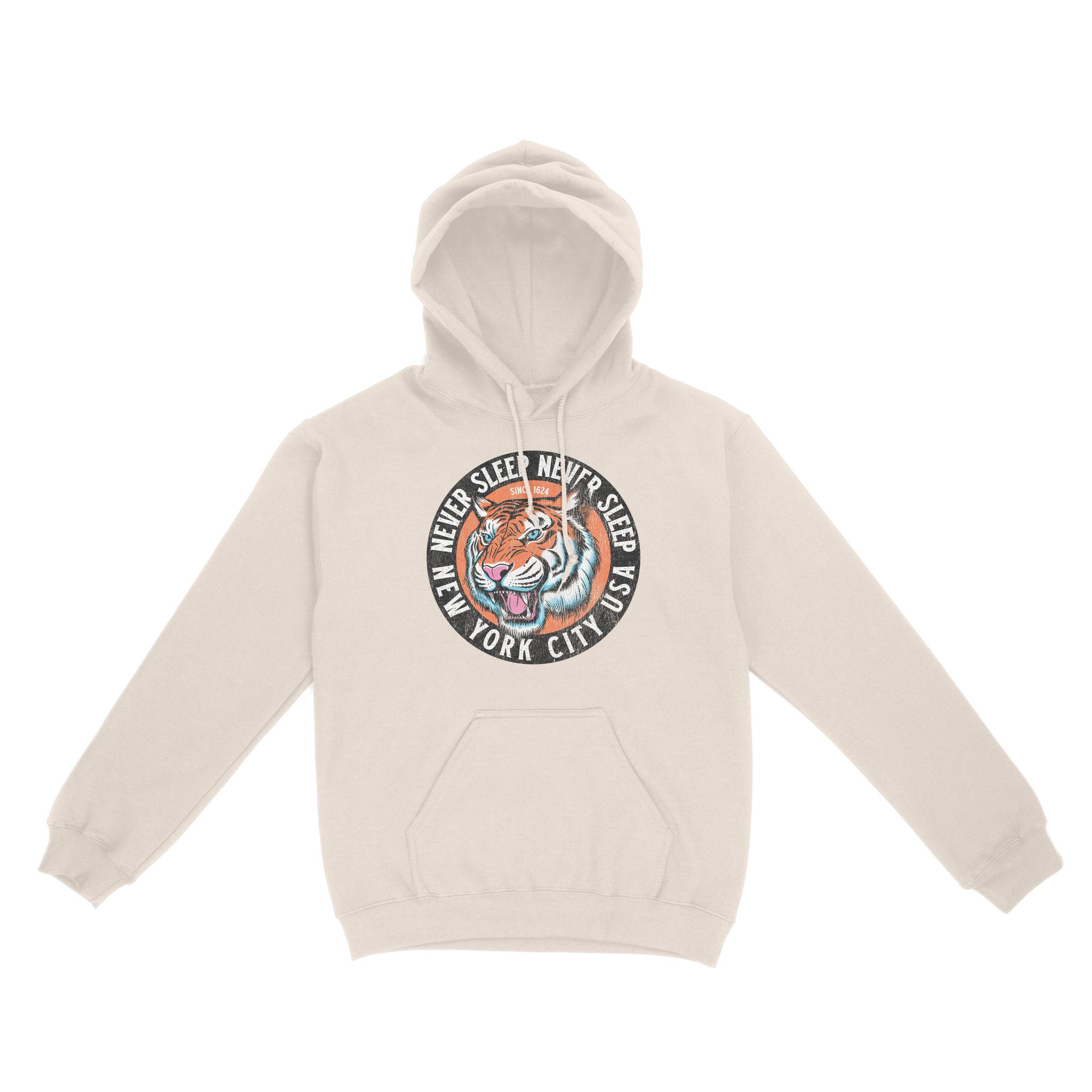 New York Tiger Dude Hoodie in Natural - front view