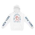 New York Hoodie in White - front-sleeves view