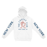 New York Hoodie in White - front-sleeves view