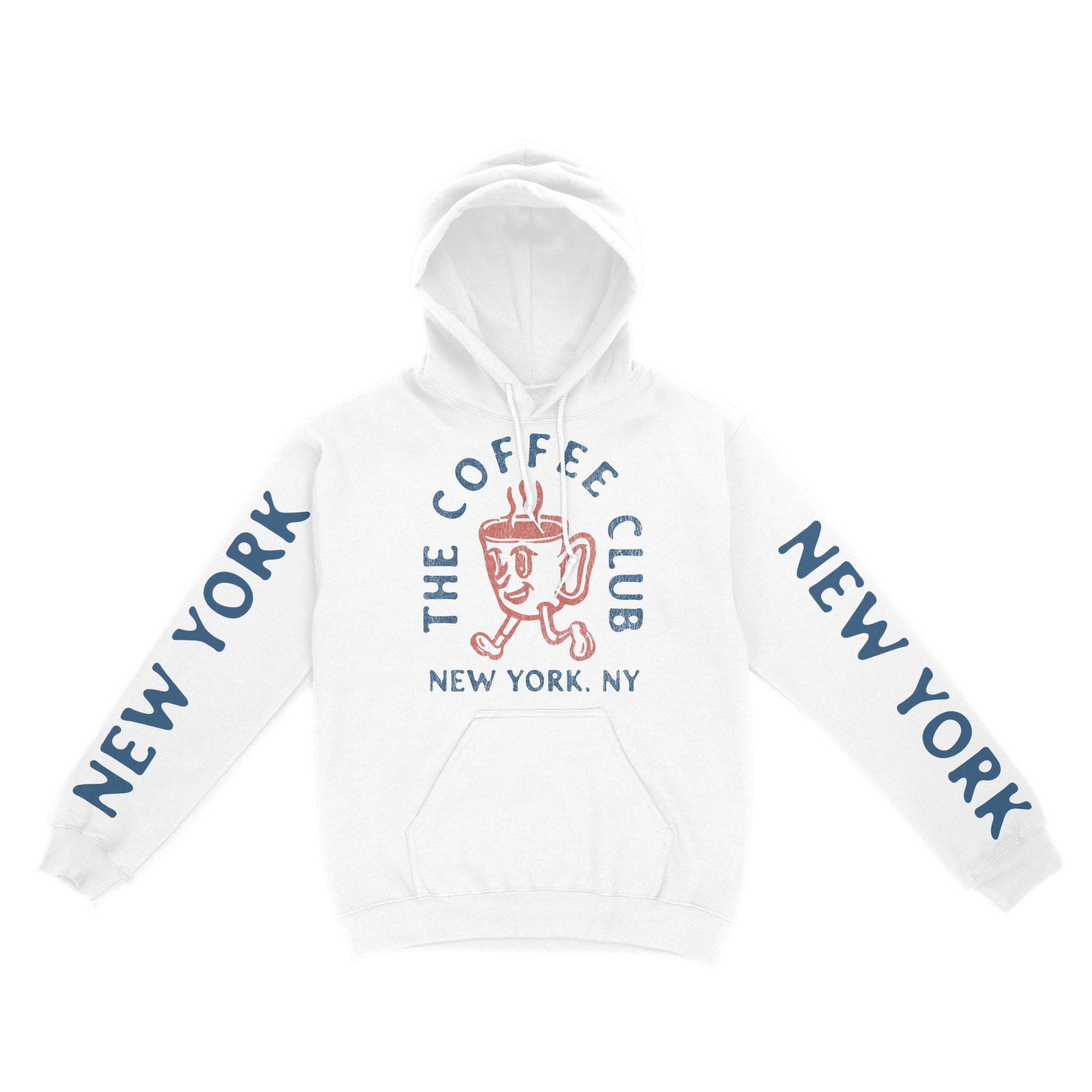 New York Hoodie in White - front-sleeves view