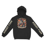 Asbury Park Rockabilly Hoodie in Black - front with sleeves view