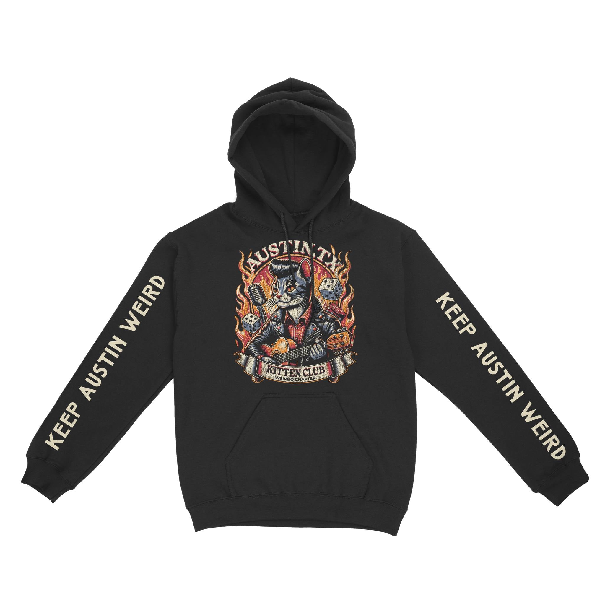 Austin Hoodie in Black - front-sleeves view