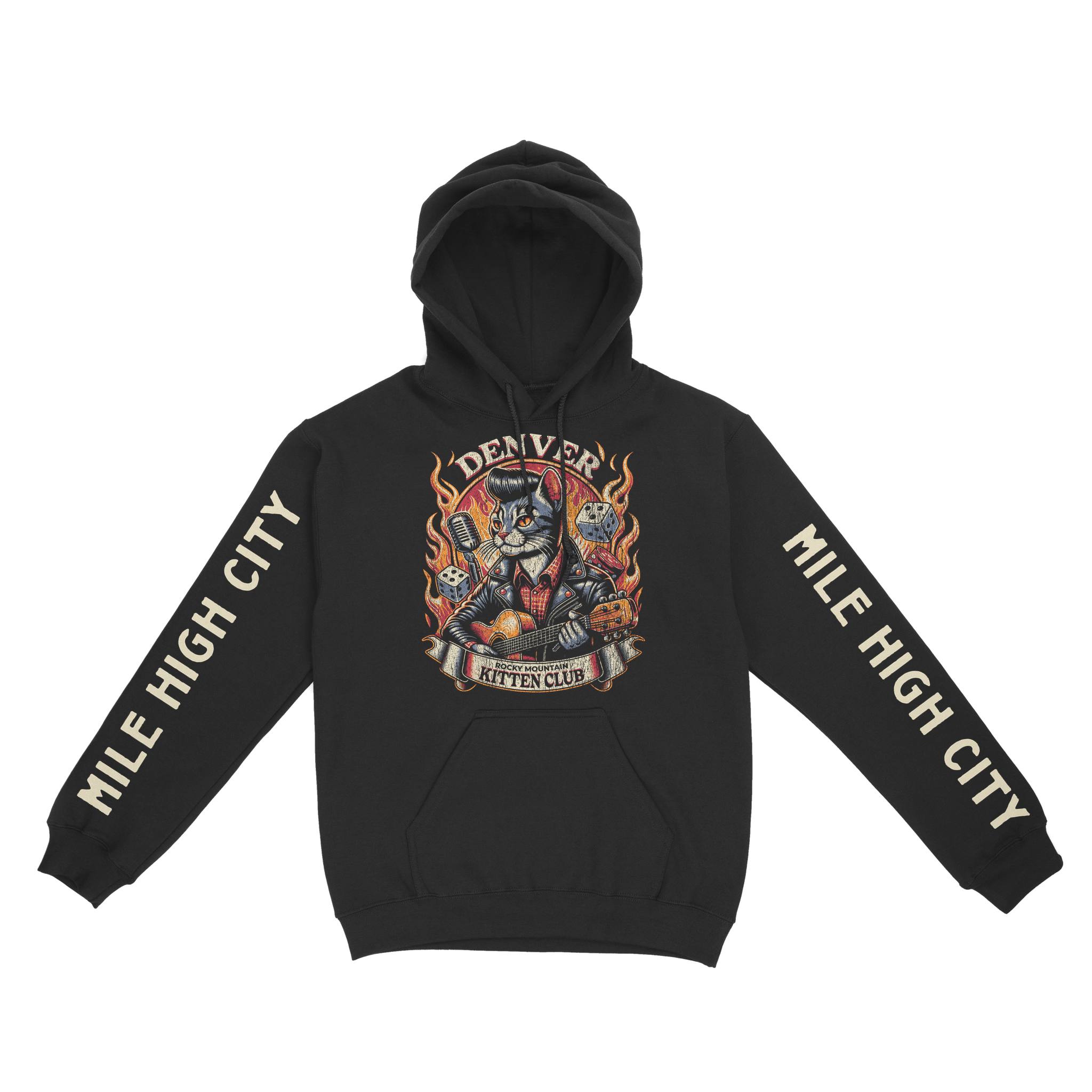 Denver Hoodie in Black - front-sleeves view
