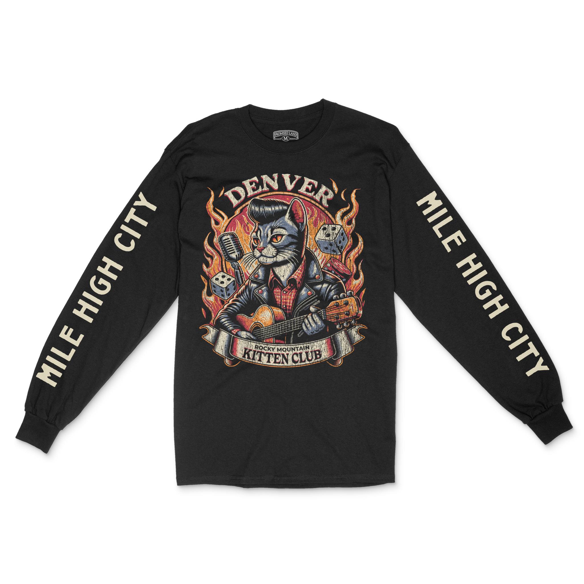Denver Rockabilly Longsleeve in Black - front view with sleeves