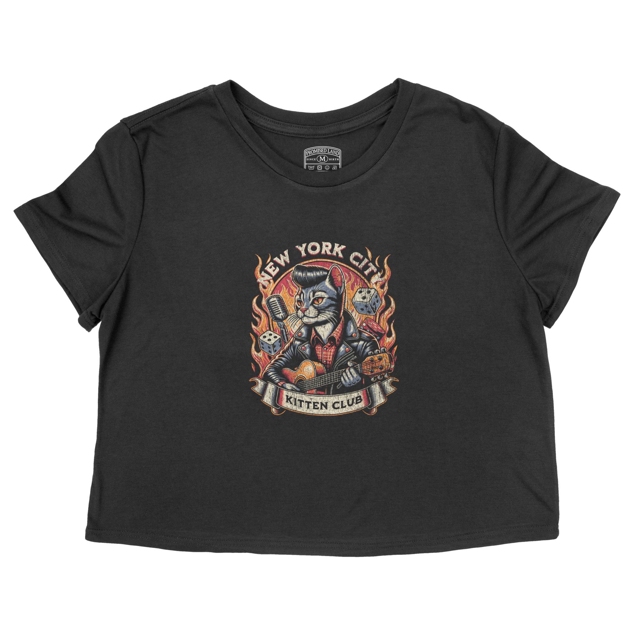New York Cropped Tee in Black - front view