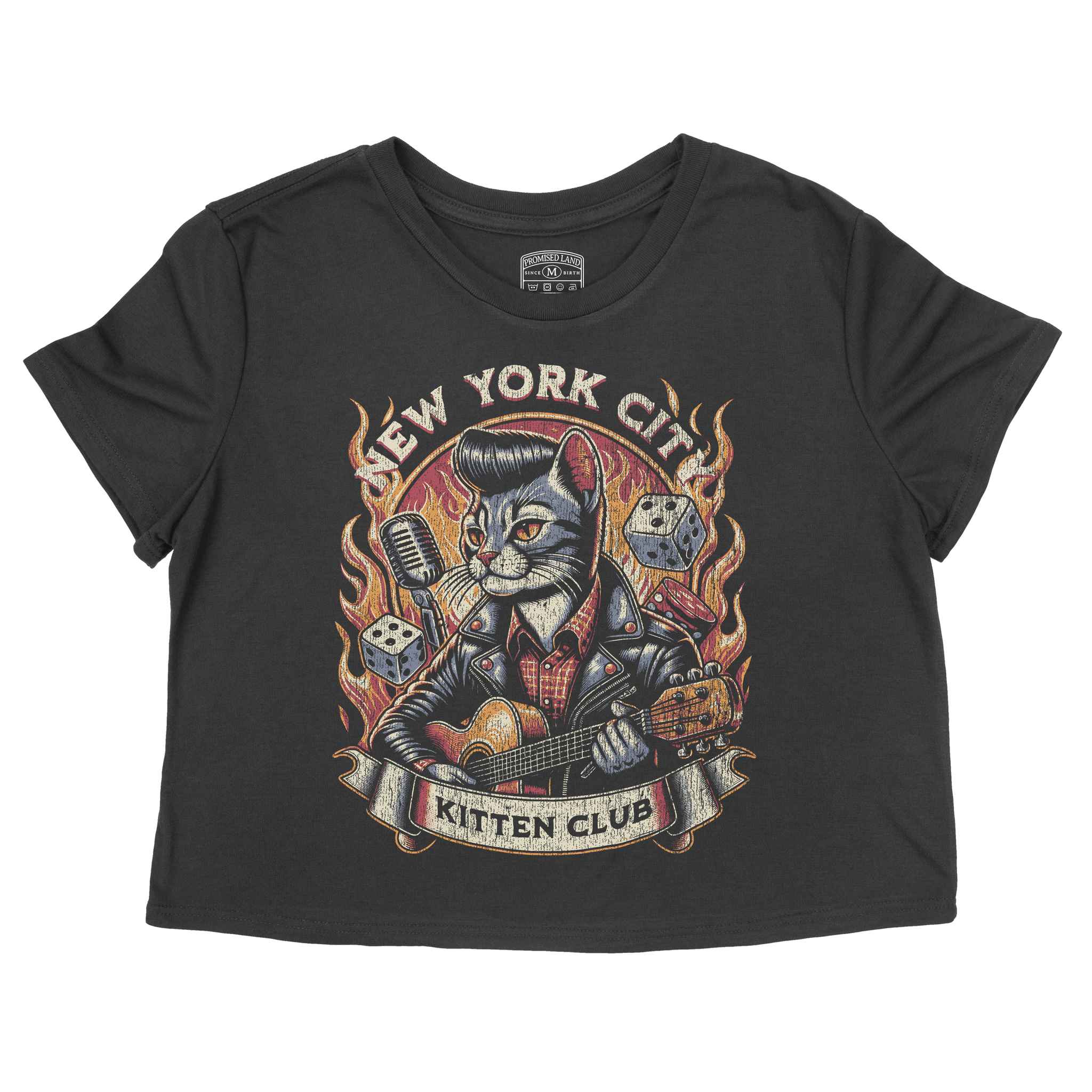 New York Rockabilly Cropped Tee Black front