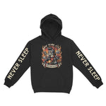 New York Rockabilly Hoodie in Black - front view with sleeves