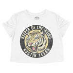 Austin White Tiger Dude Cropped Tee White front
