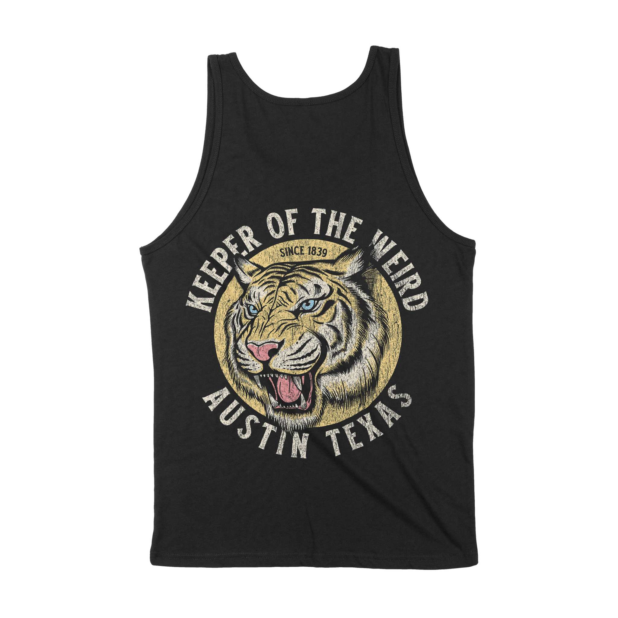 Austin White Tiger Dude Tank Top Black back