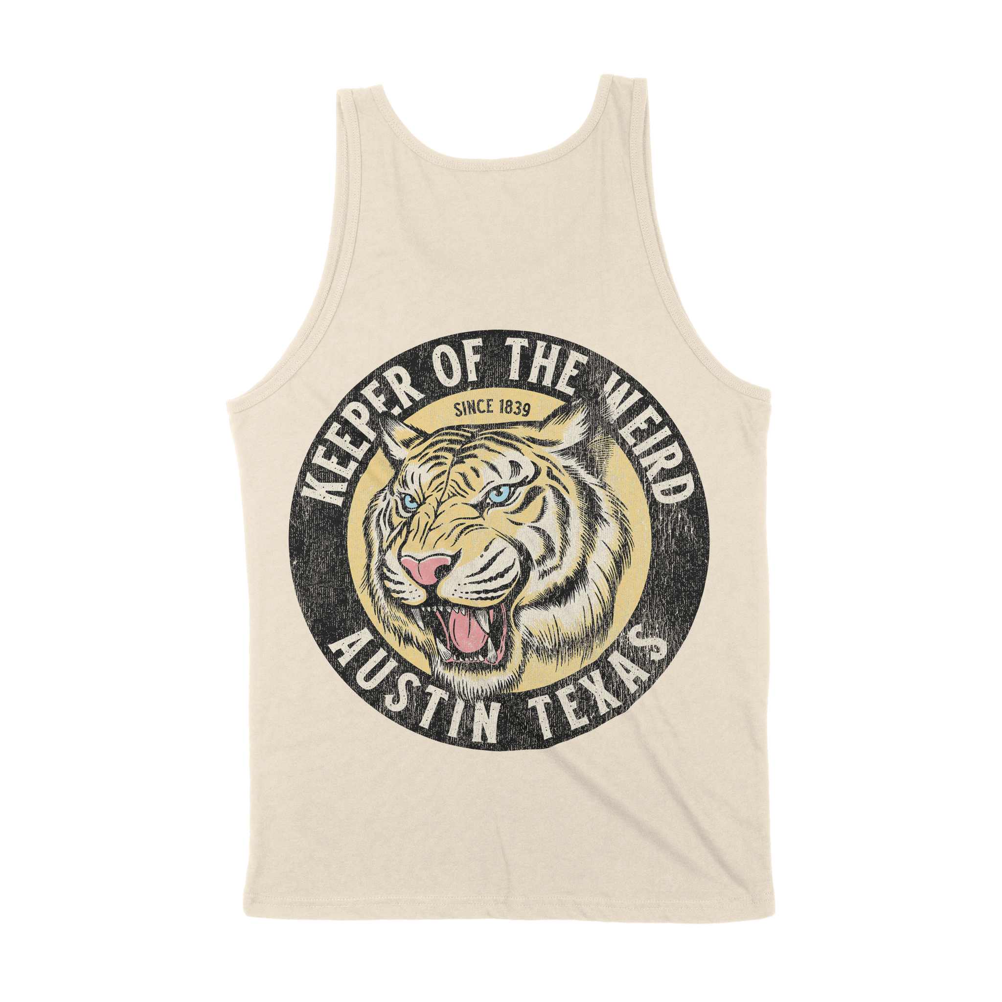 Austin White Tiger Dude Tank Top Natural back