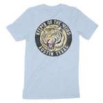 Austin White Tiger Dude T-Shirt Baby Blue back