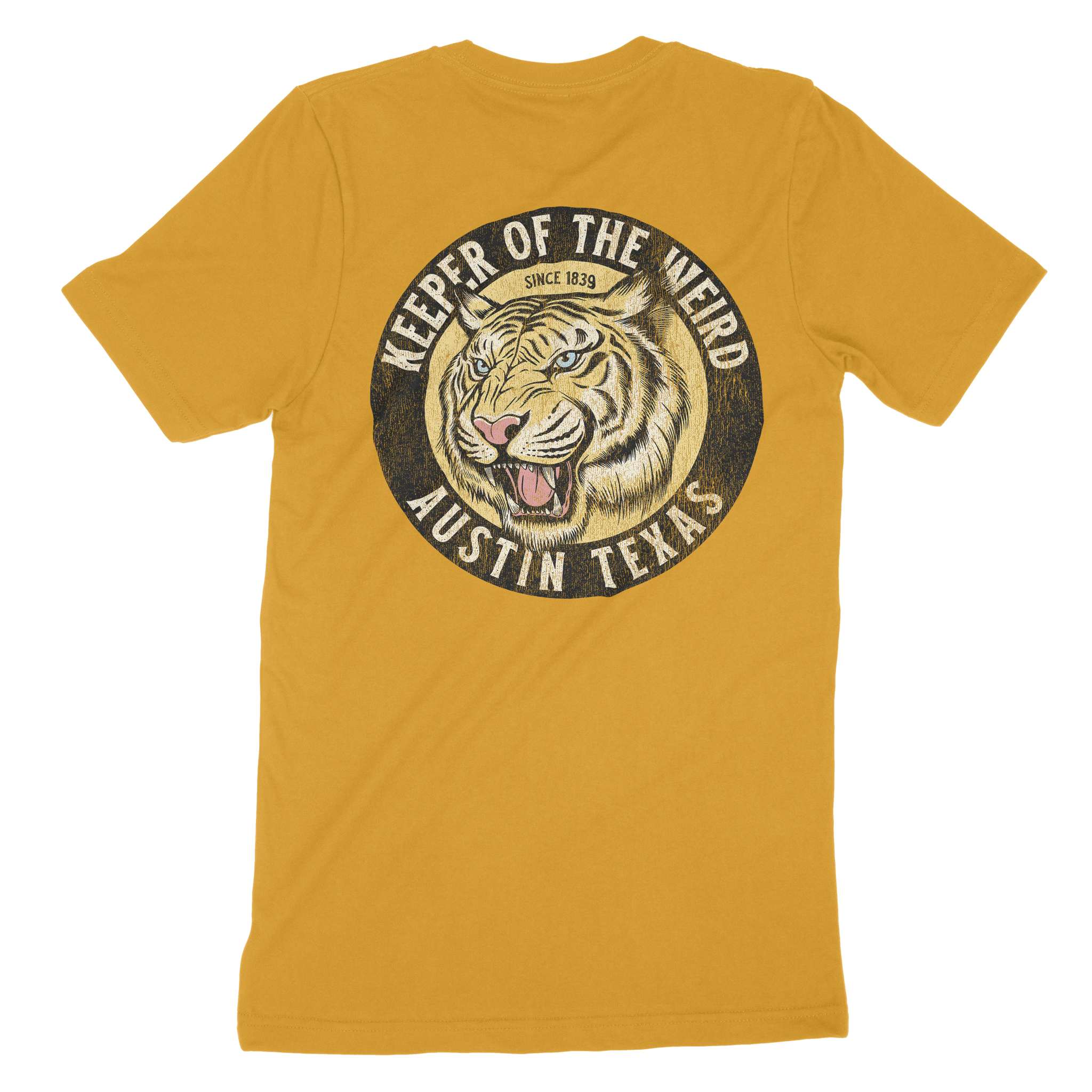 Austin White Tiger Dude T-Shirt Mustard back
