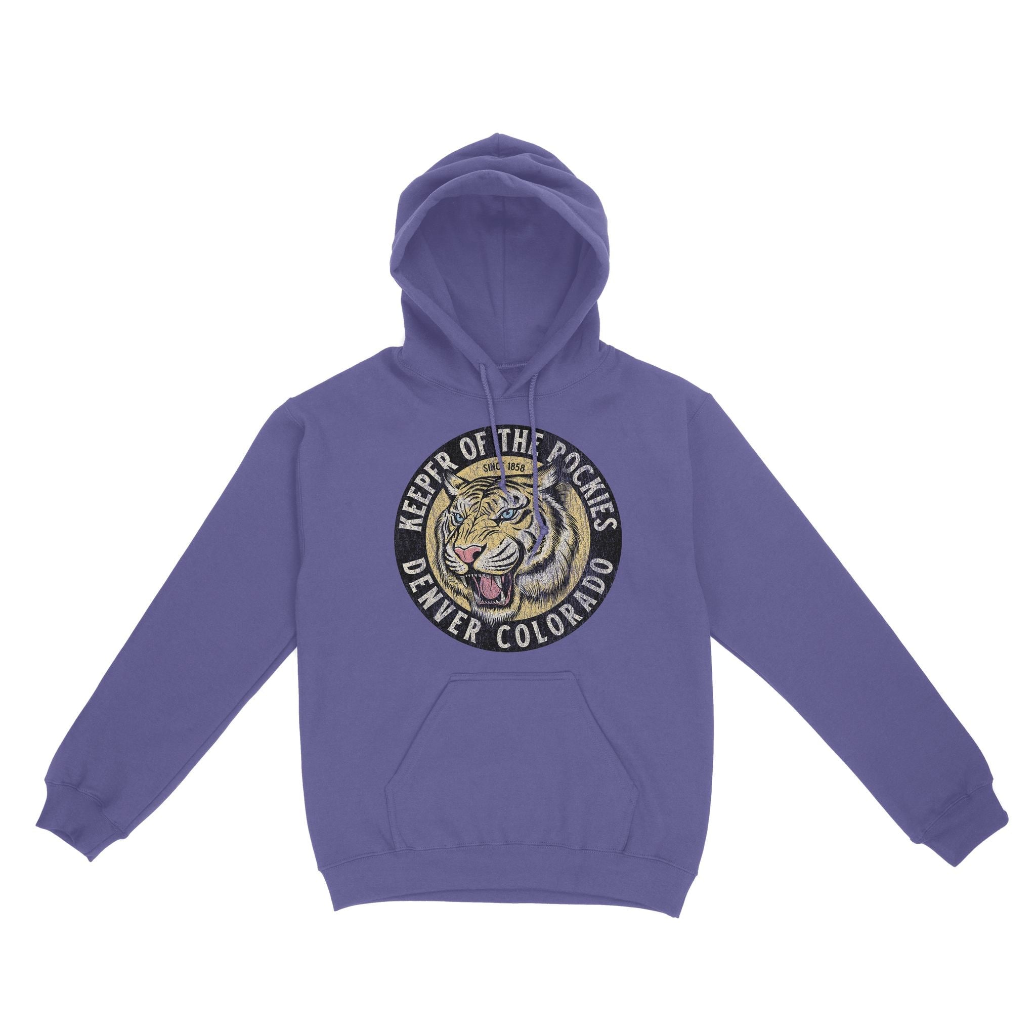Denver White Tiger Dude Hoodie Violet front