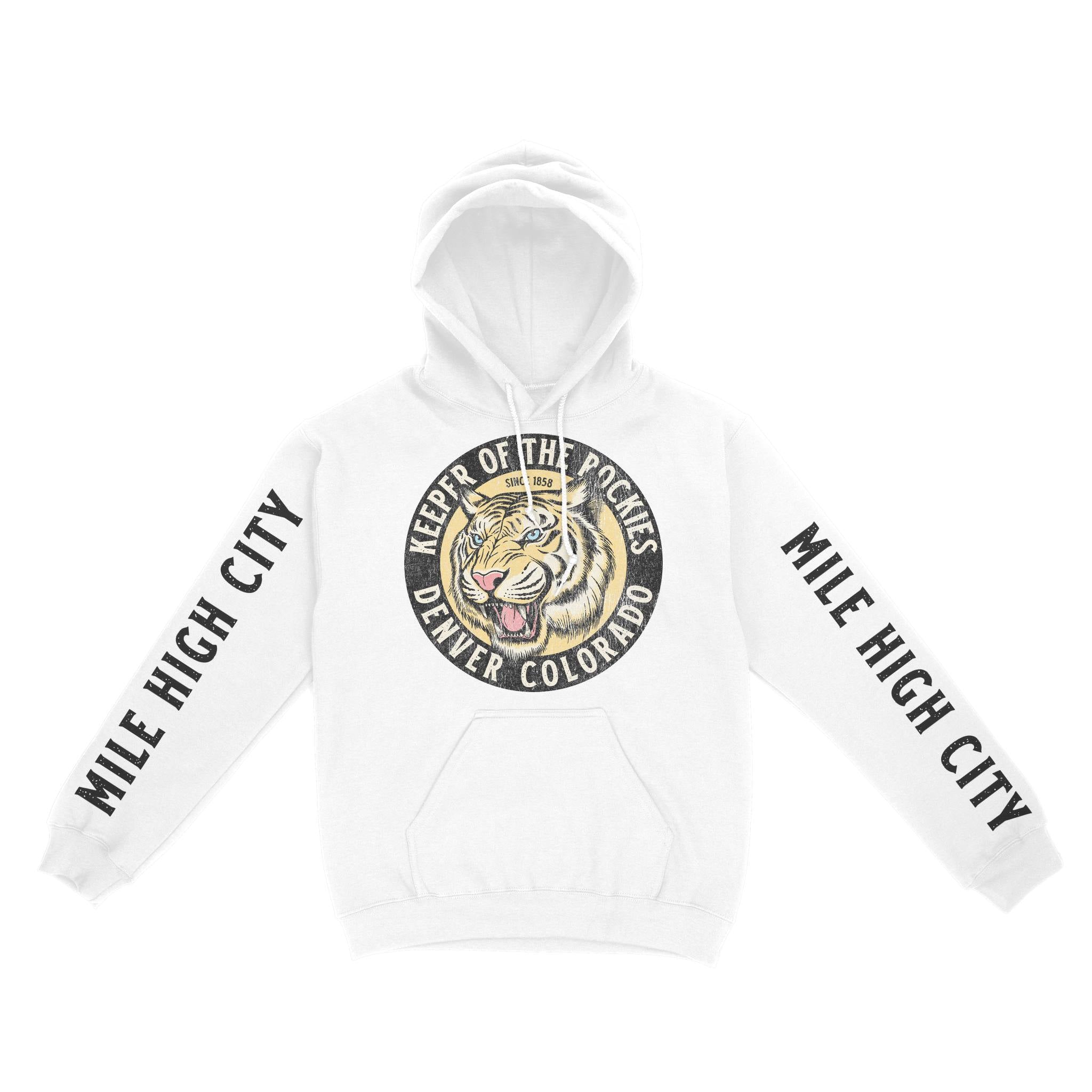 Denver Hoodie in White - front-sleeves view