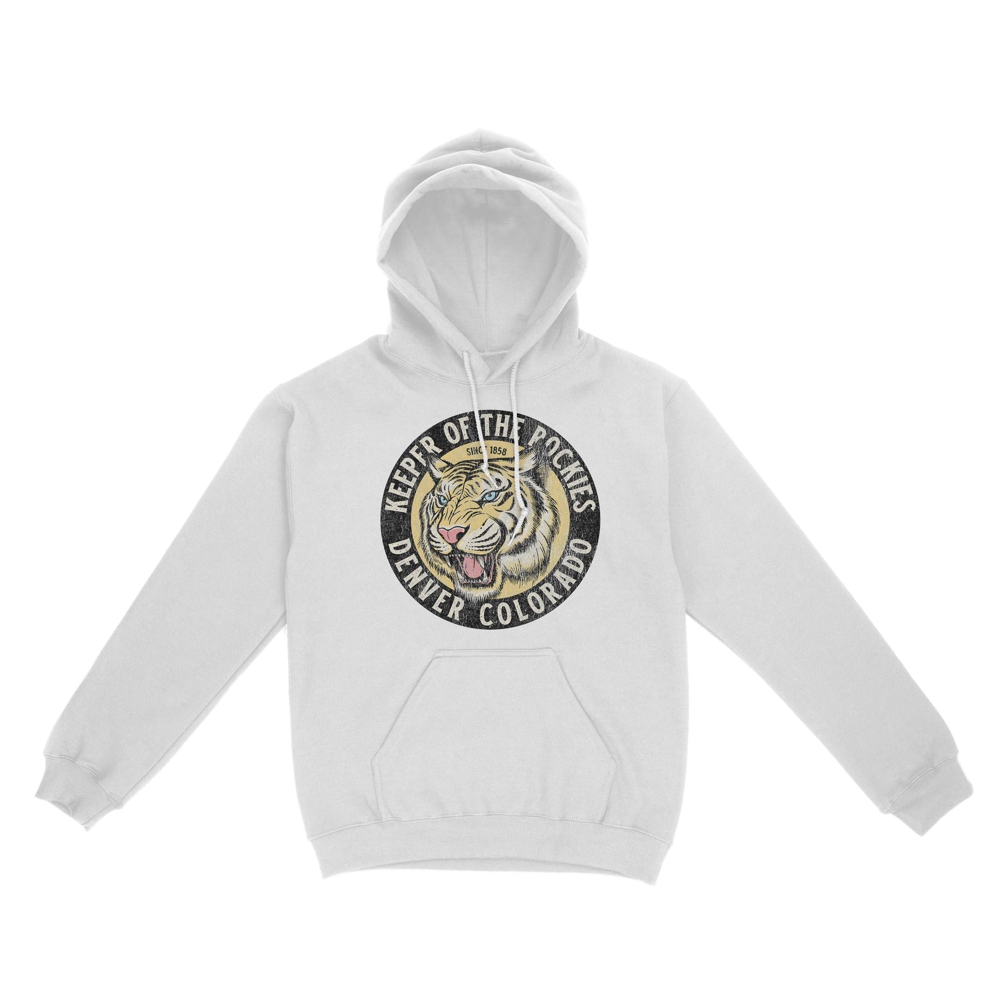 Denver White Tiger Dude Hoodie White front