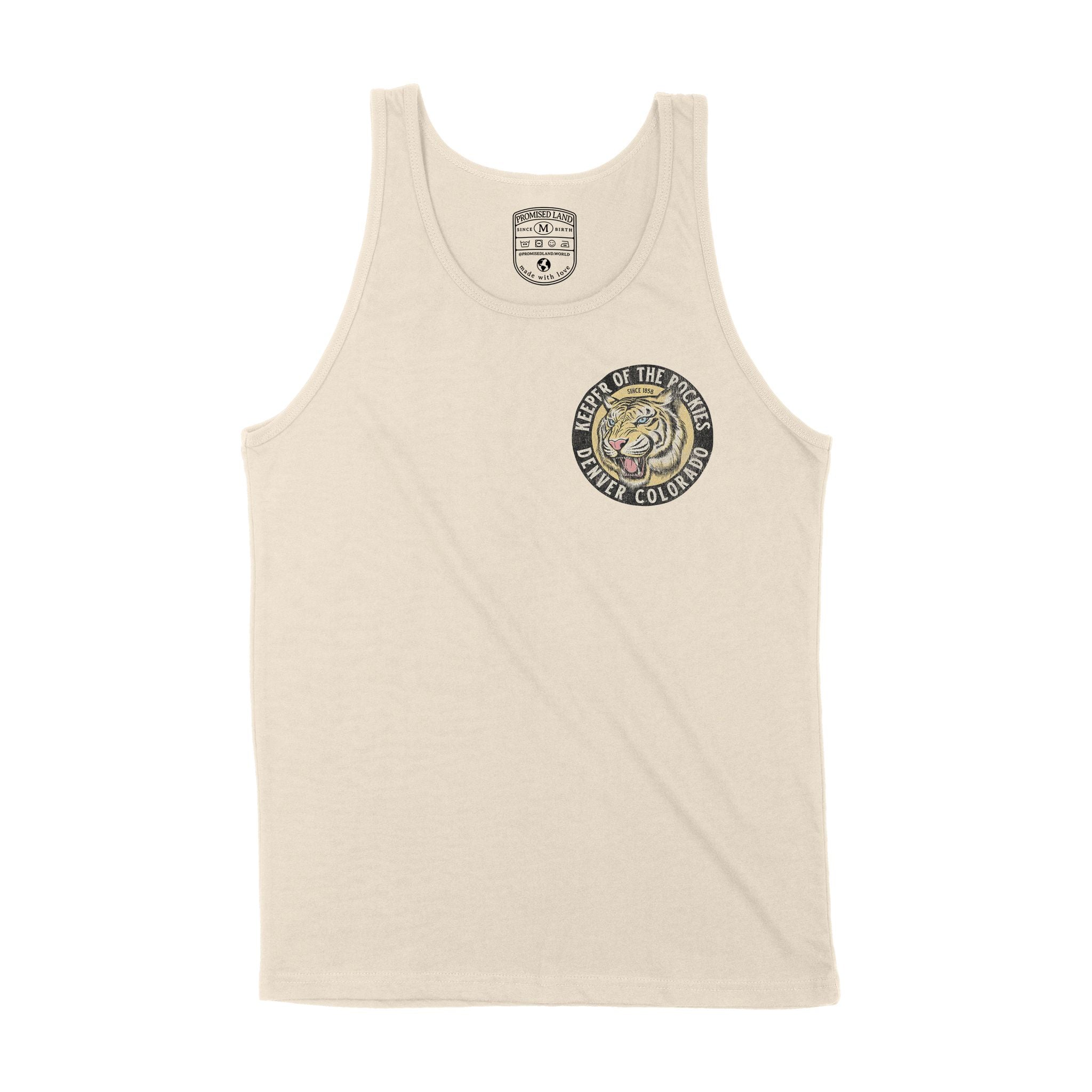 Denver White Tiger Dude Tank Top Natural front