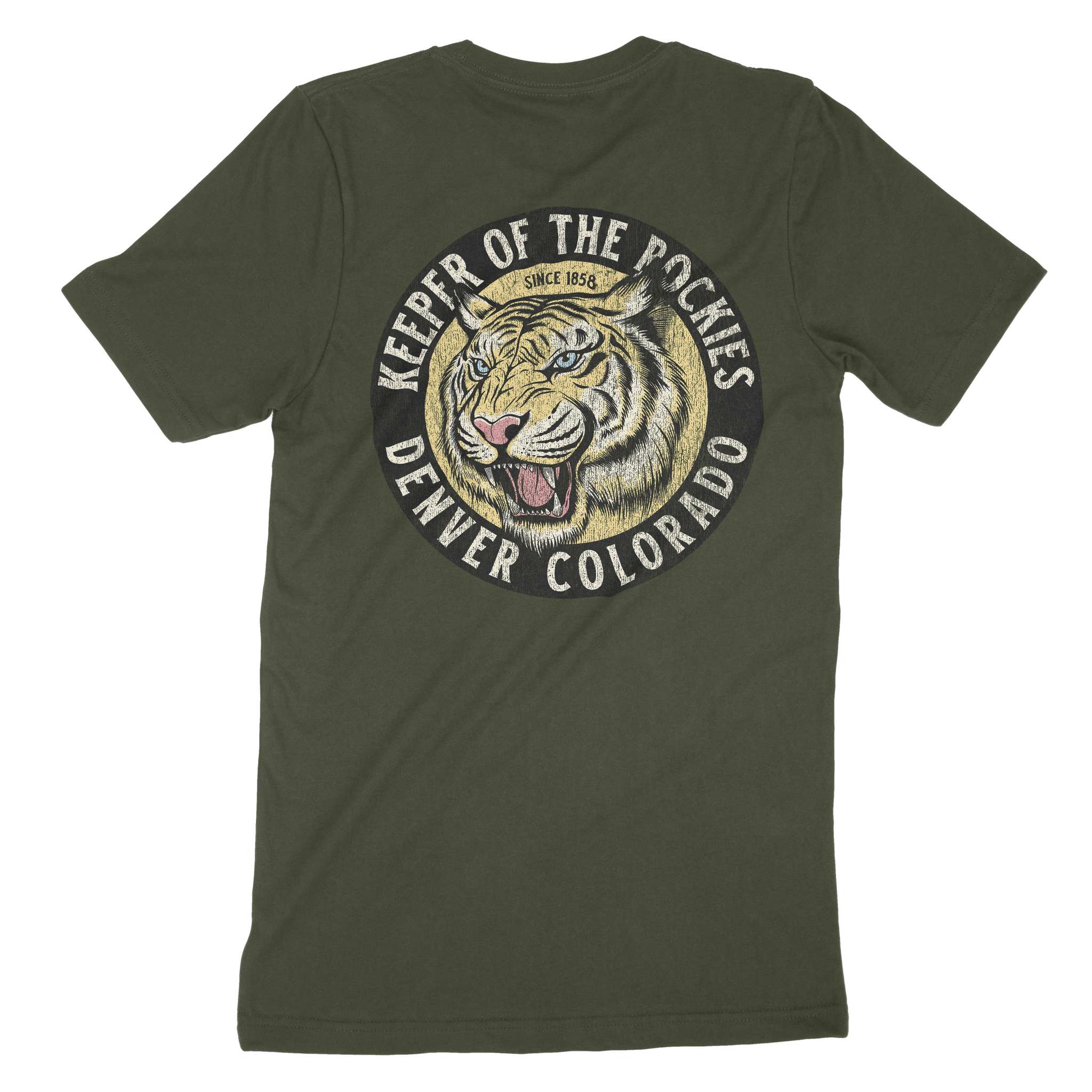 Denver White Tiger Dude T-Shirt Military Green back