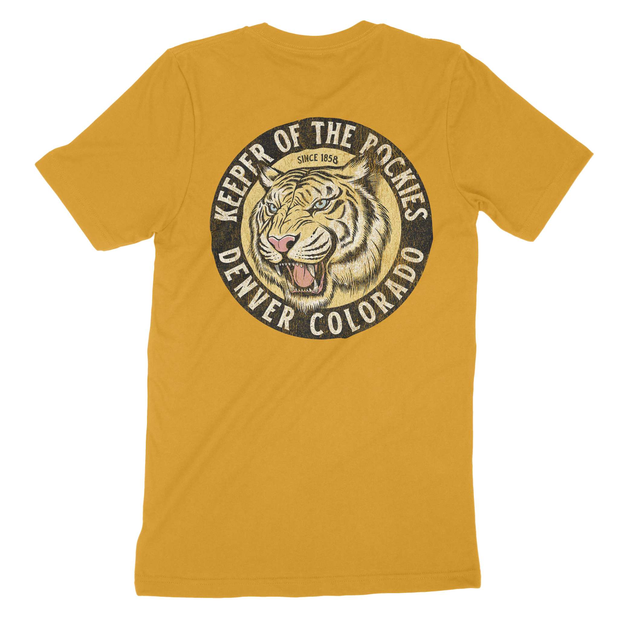 Denver White Tiger Dude T-Shirt Mustard back