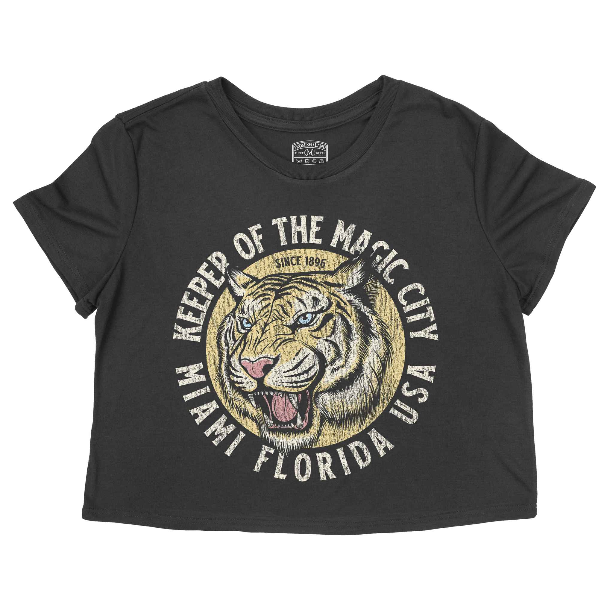 Miami White Tiger Dude Cropped Tee Black front