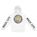 Miami Hoodie in White - front-sleeves view