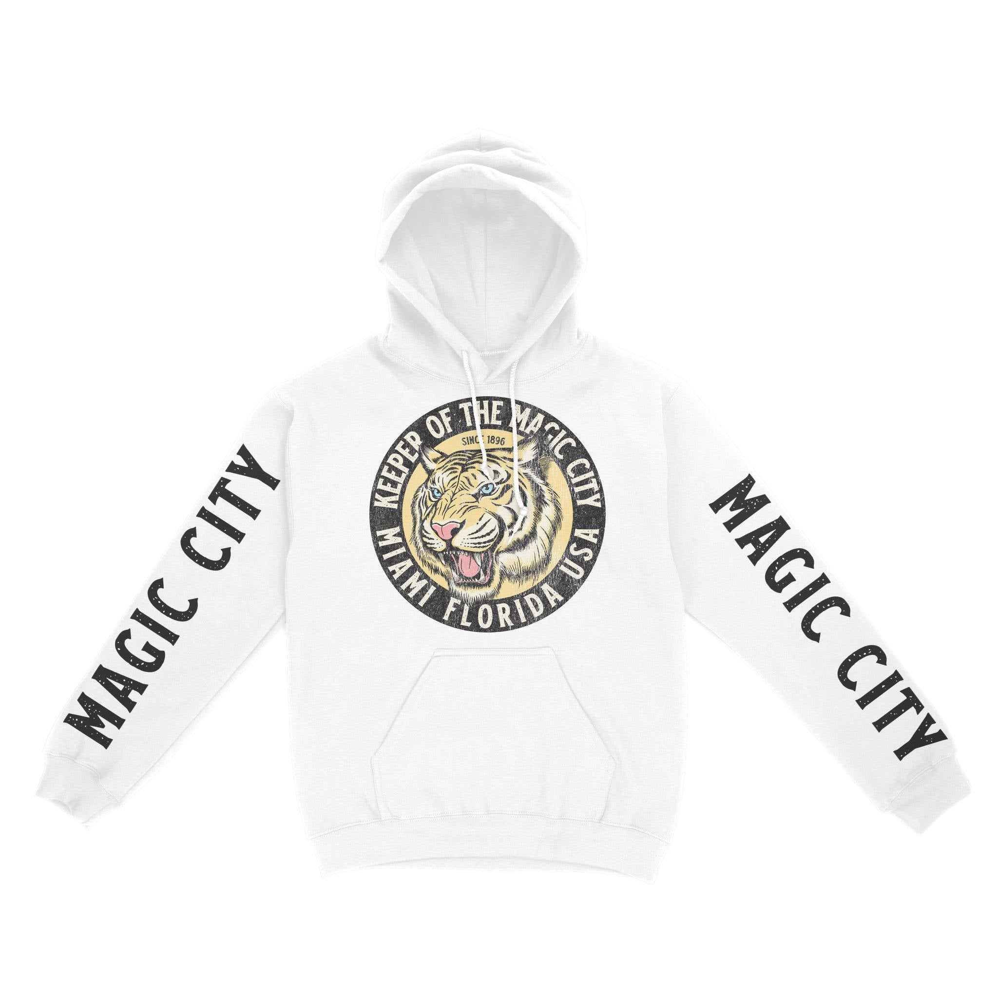 Miami Hoodie in White - front-sleeves view