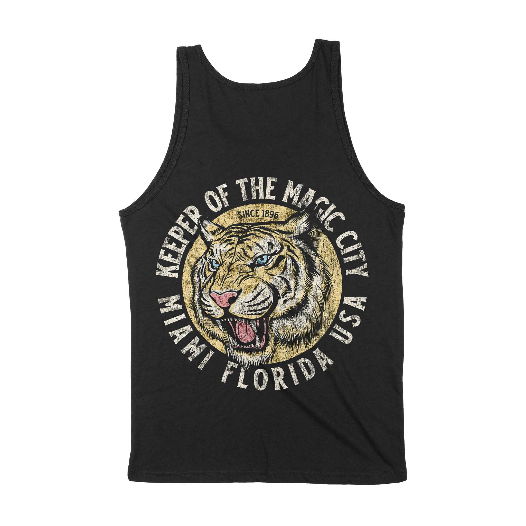 Miami White Tiger Dude Tank Top Black back