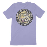 Miami White Tiger Dude T-Shirt Dark Lavender back