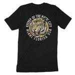 Miami White Tiger Dude T-Shirt Vintage Black back