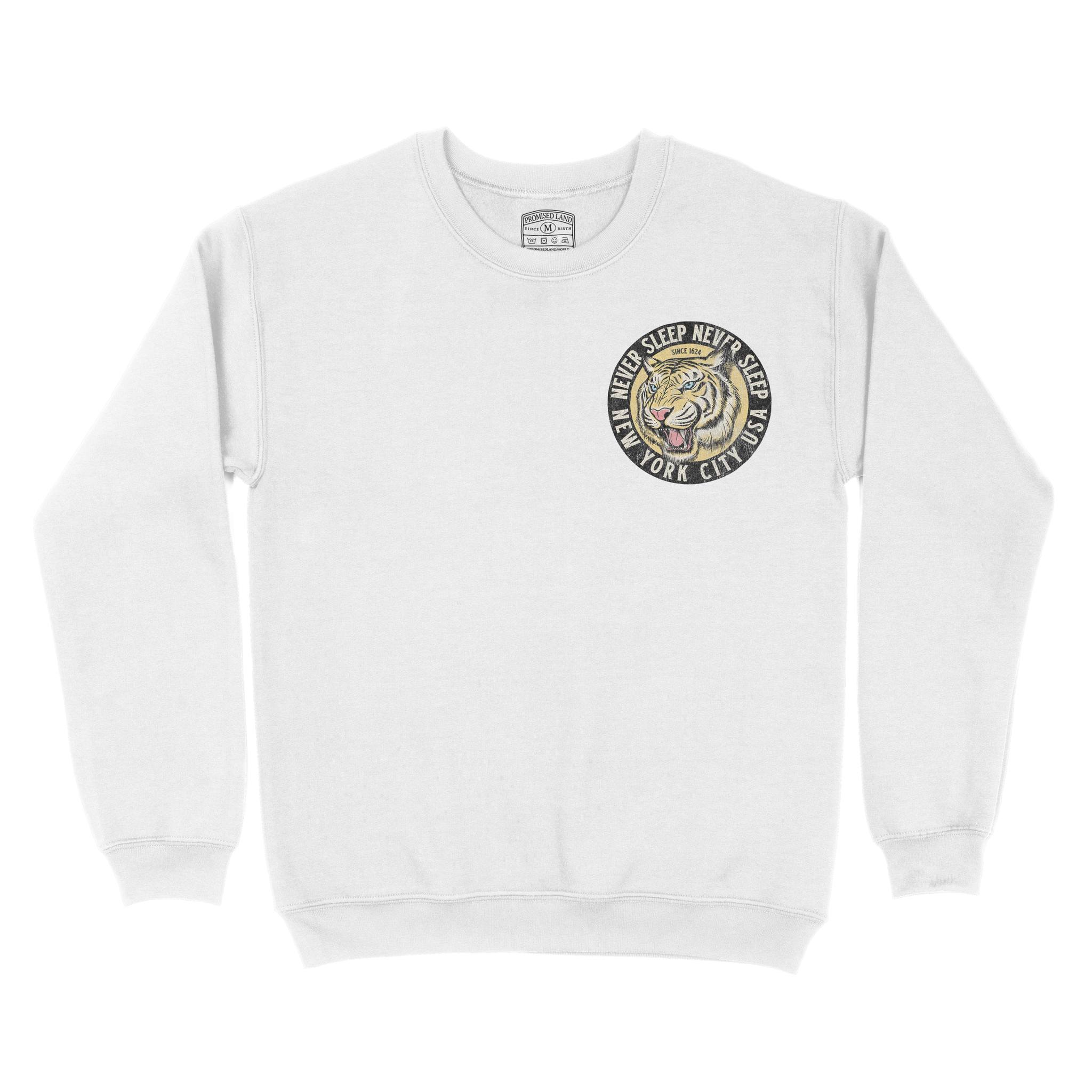 New York White Tiger Dude Crewneck White front