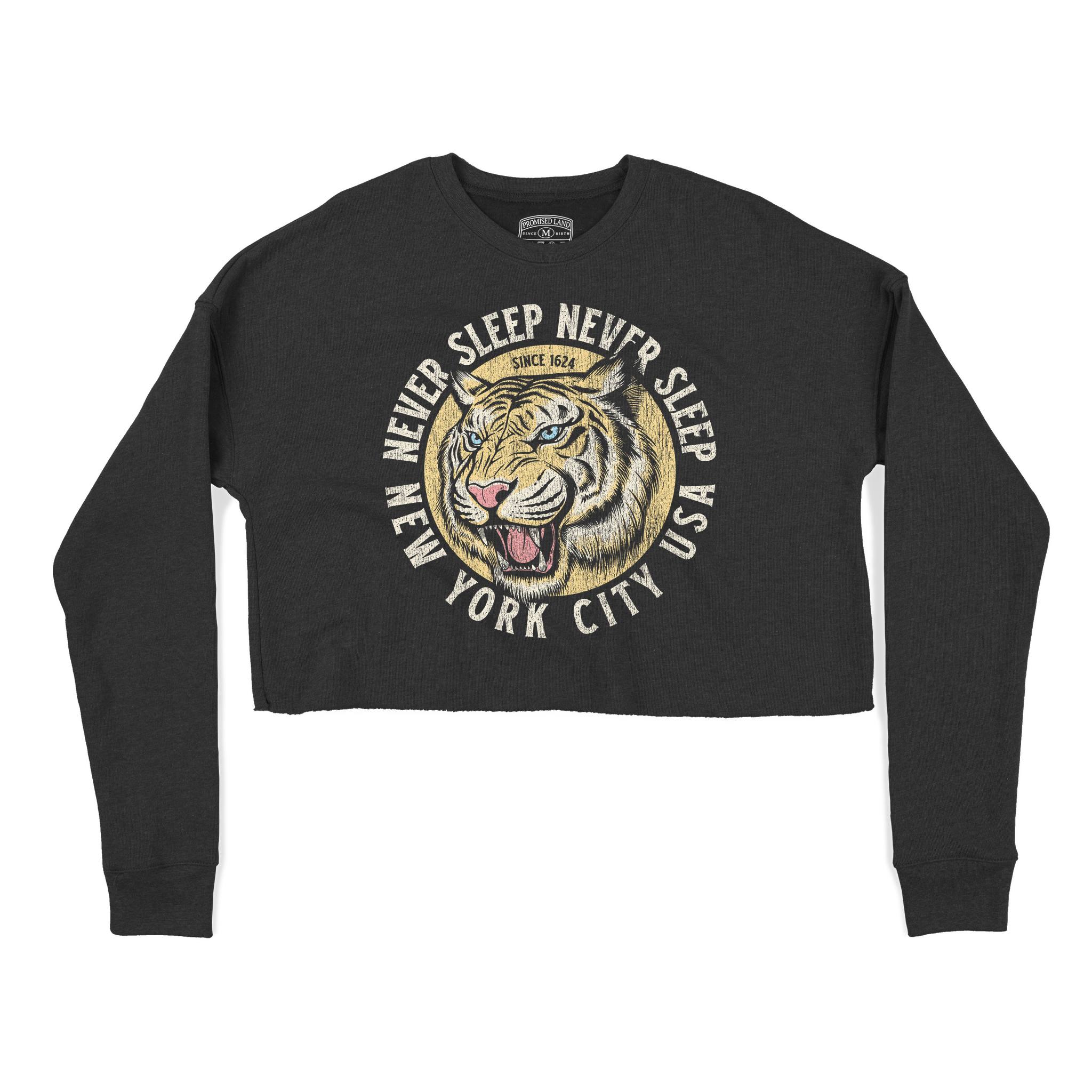 New York Cropped Crew in Black - front view