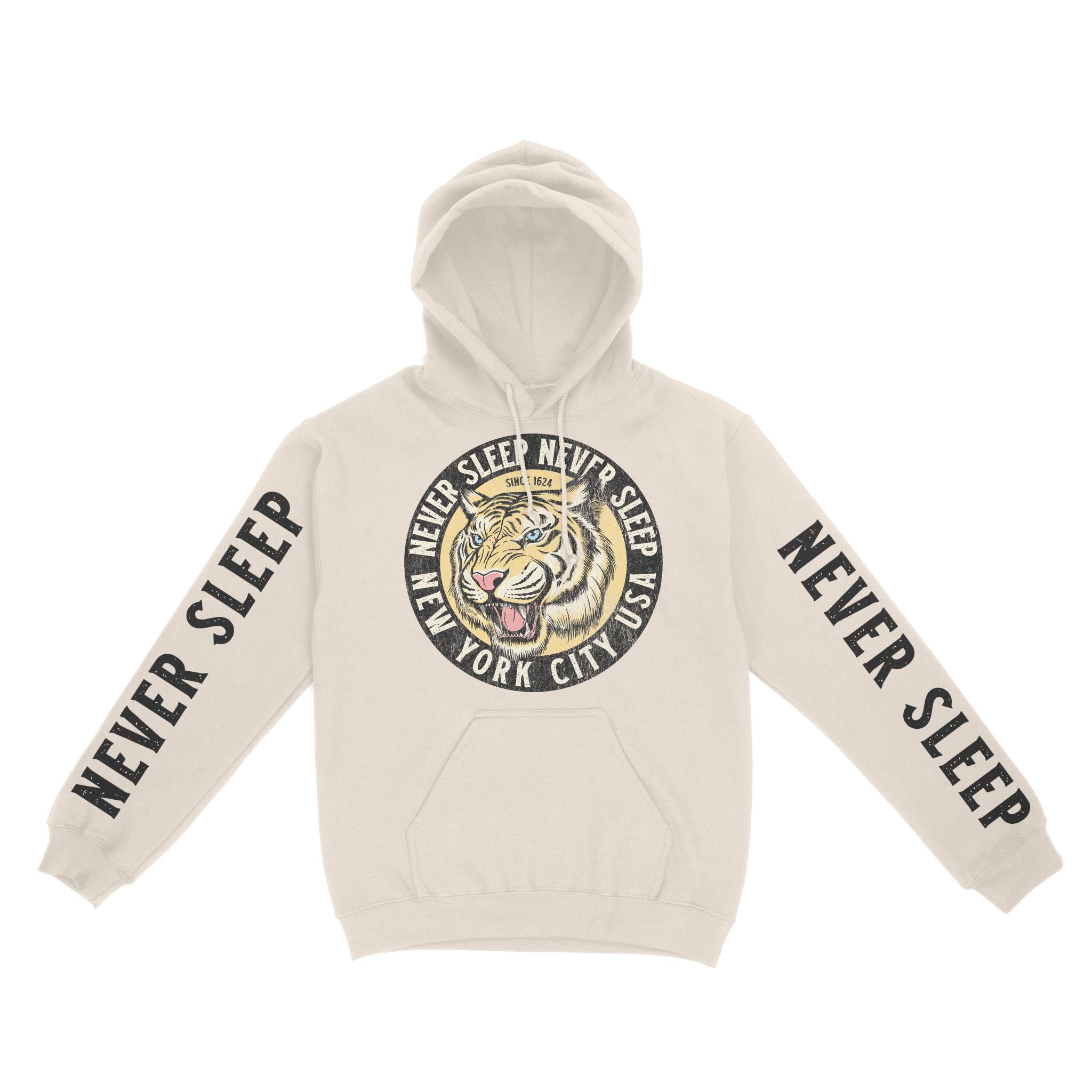 New York Hoodie in Natural - front-sleeves view