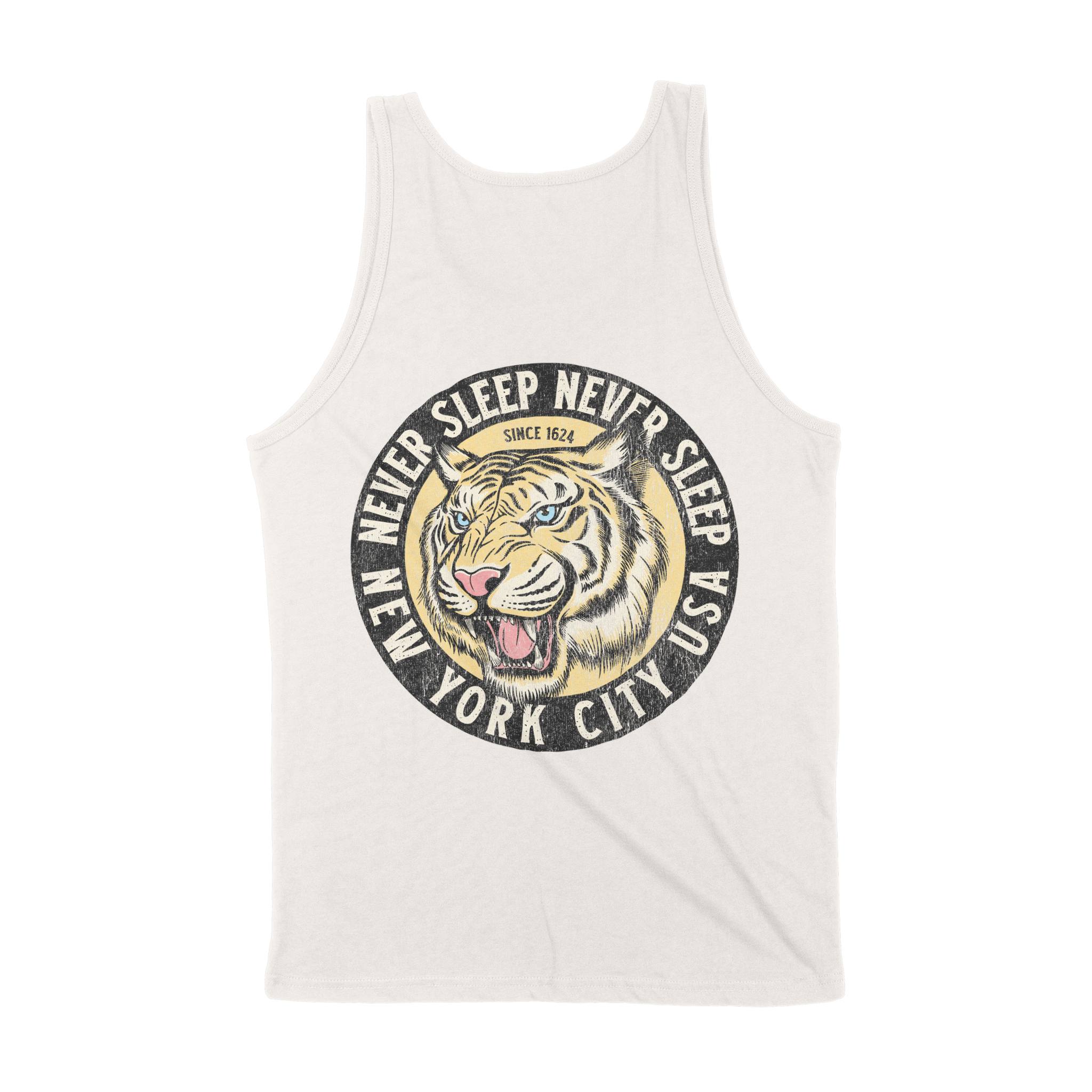 New York White Tiger Dude Tank Top in Vintage - back view