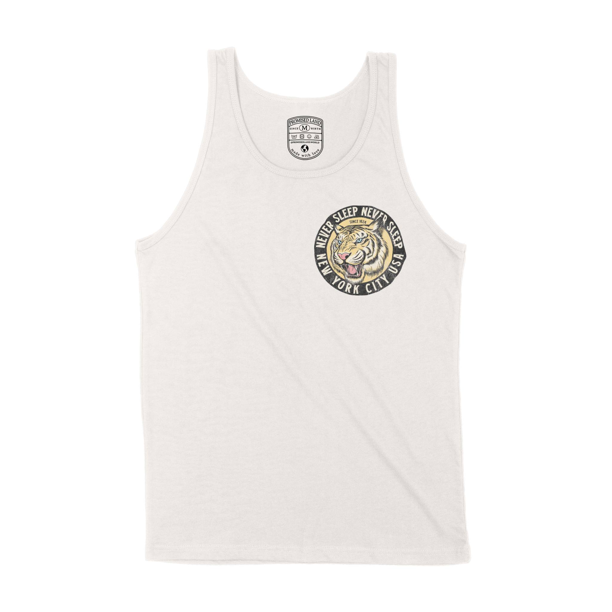 New York White Tiger Dude Tank Top in Vintage - front view