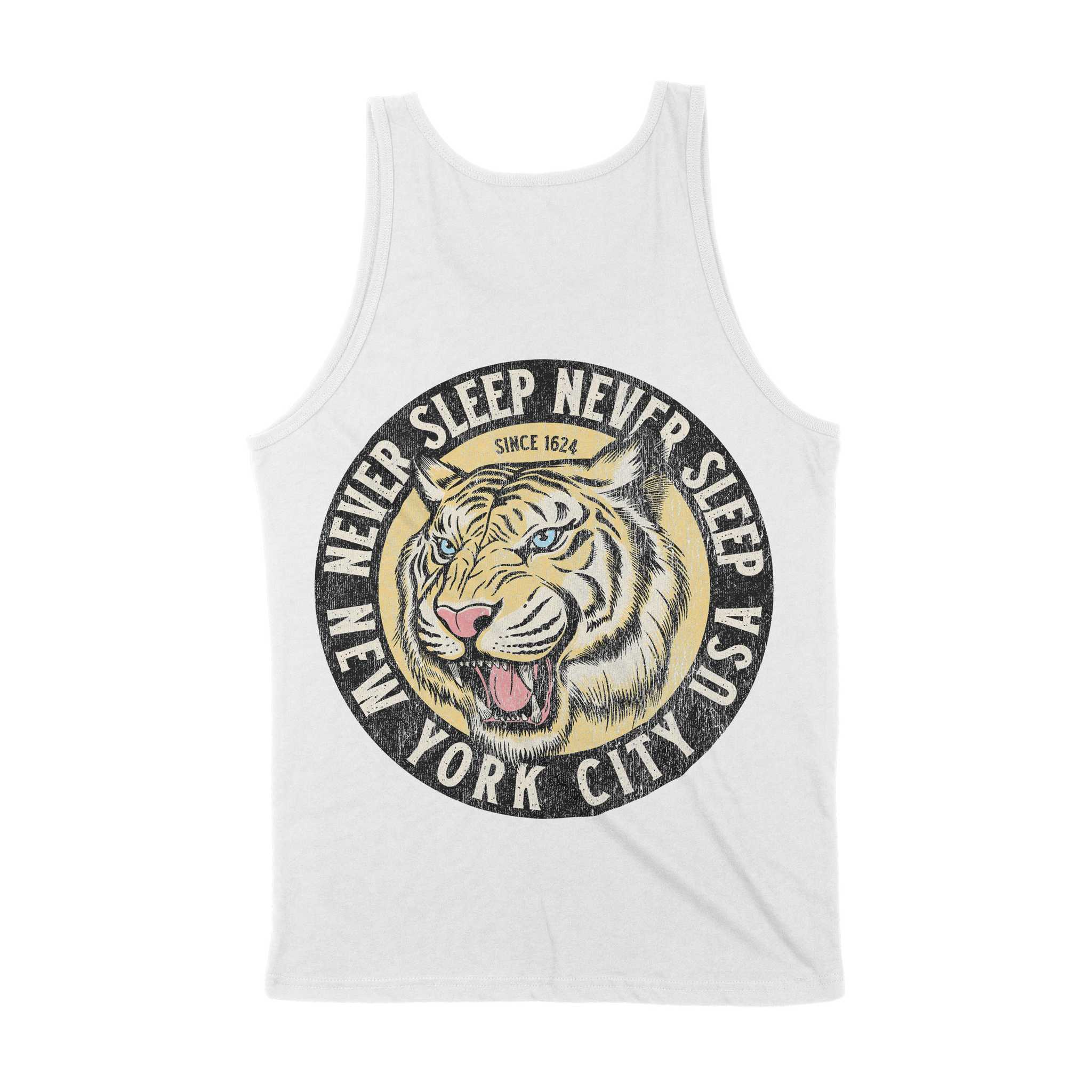 New York White Tiger Dude Tank Top White back