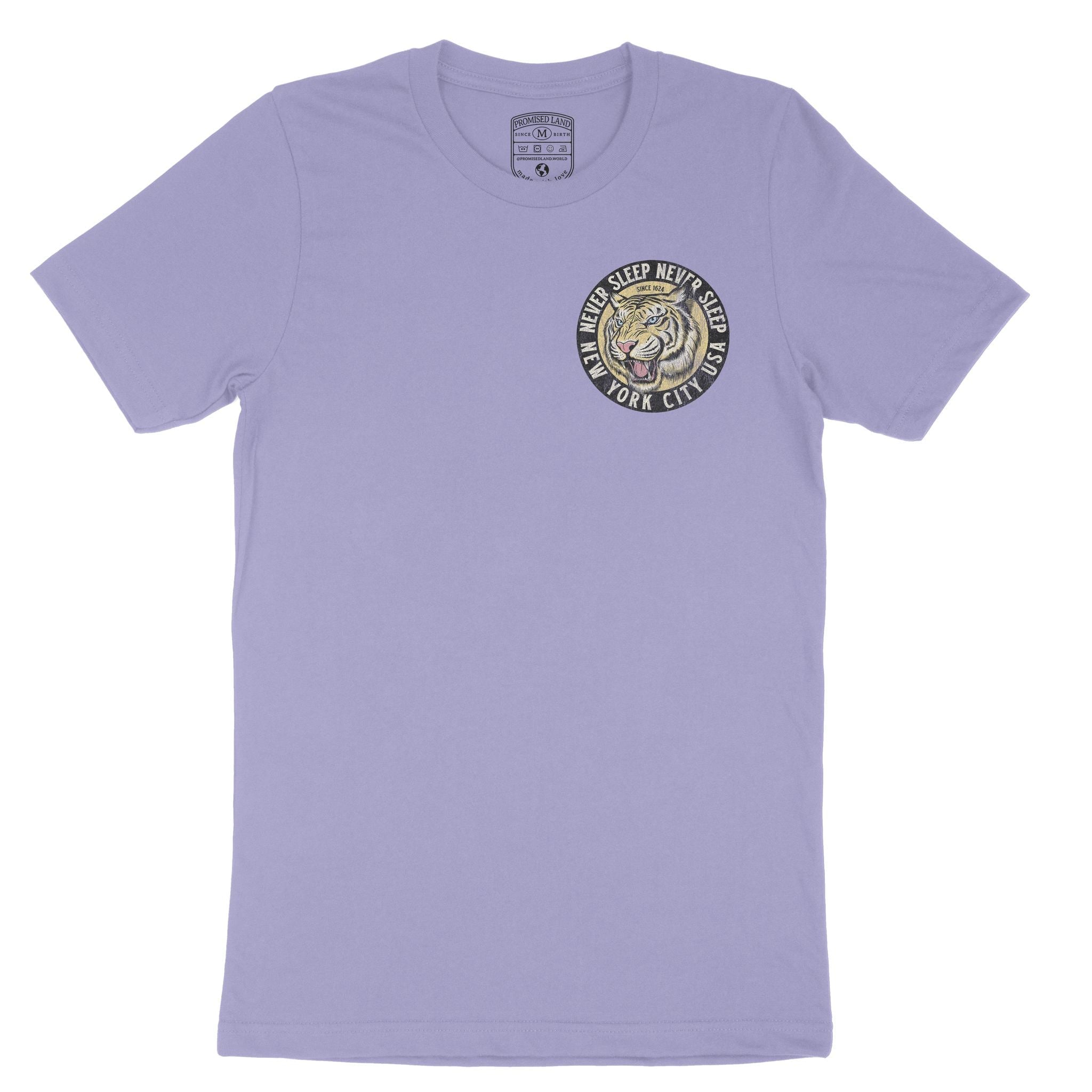 New York White Tiger Dude T-Shirt Dark_Lavender front