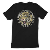New York White Tiger Dude T-Shirt Vintage_Black back