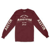 Austin Sporty Longsleeve in Maroon - front view with sleeves