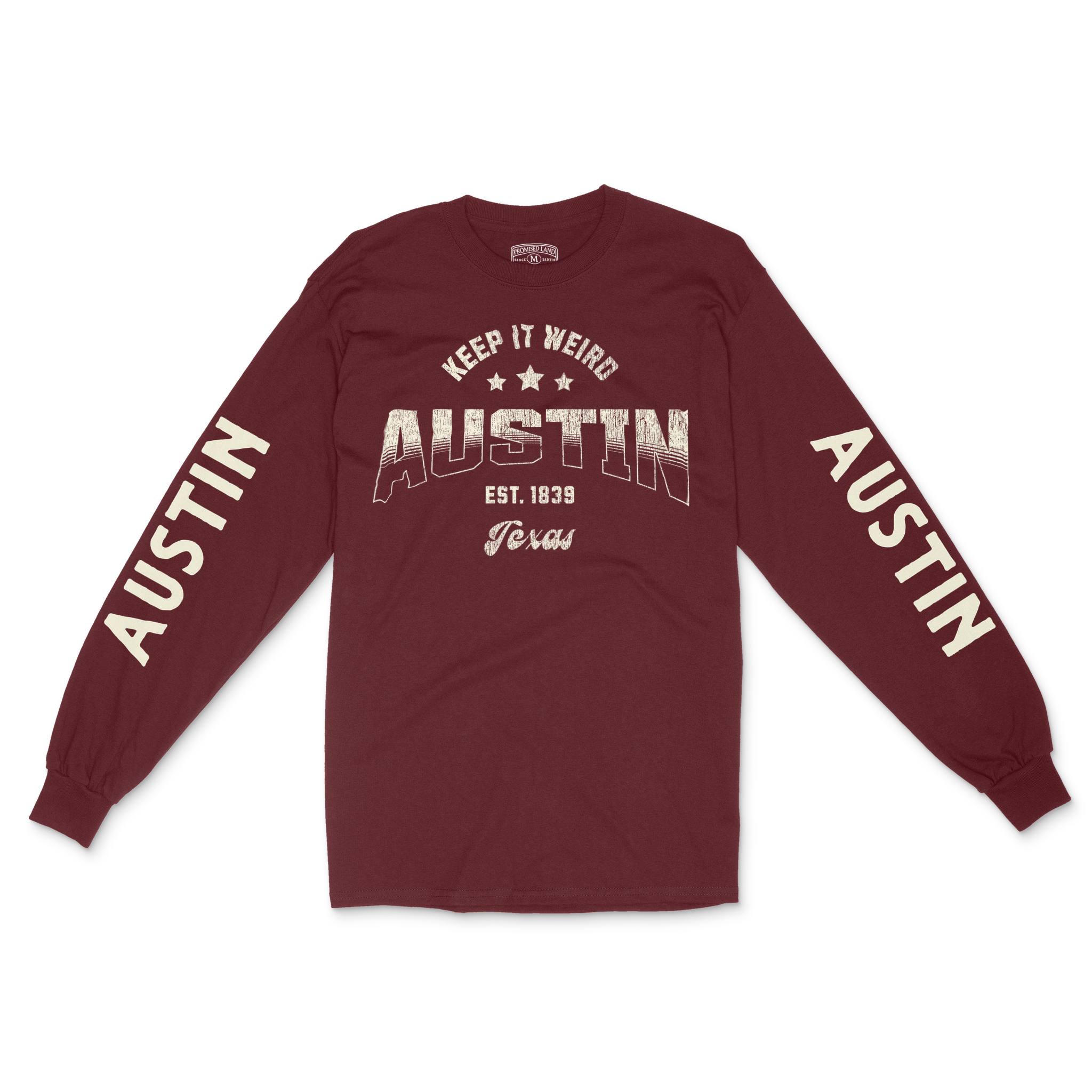 Austin Sporty Longsleeve in Maroon - front view with sleeves