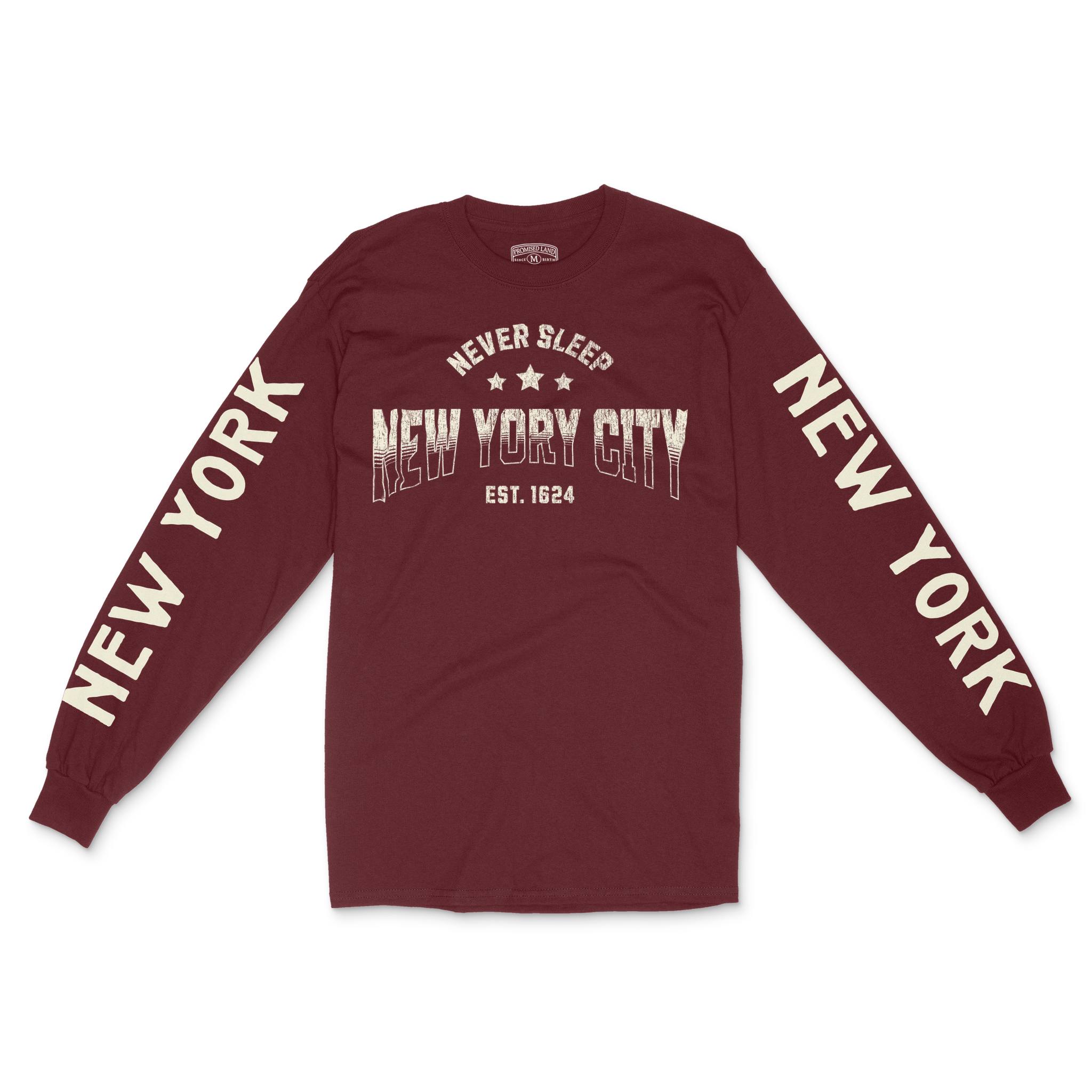 New York Sporty Longsleeve in Maroon - front view with sleeves
