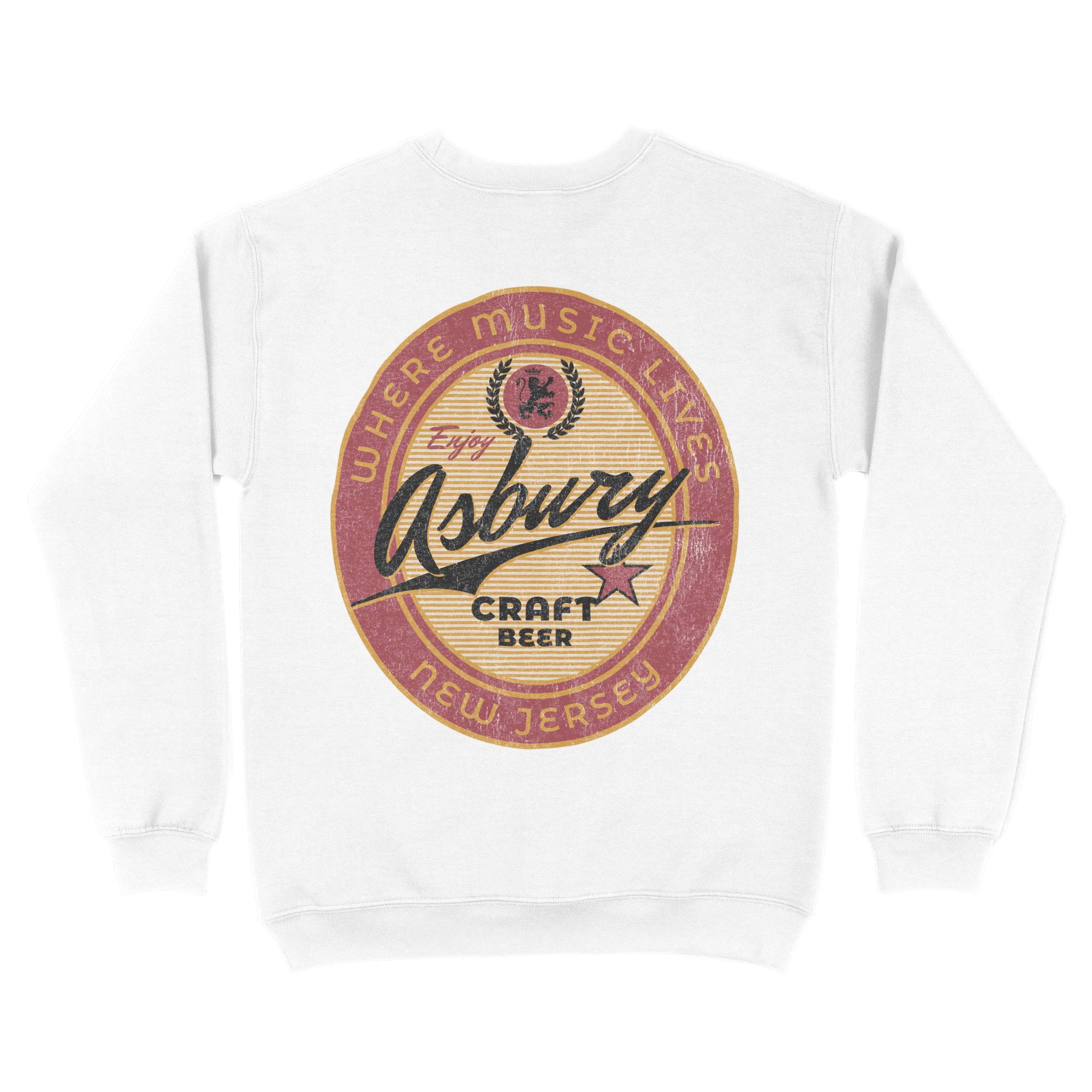 Asbury Park Craft Brew Crewneck in White - back view