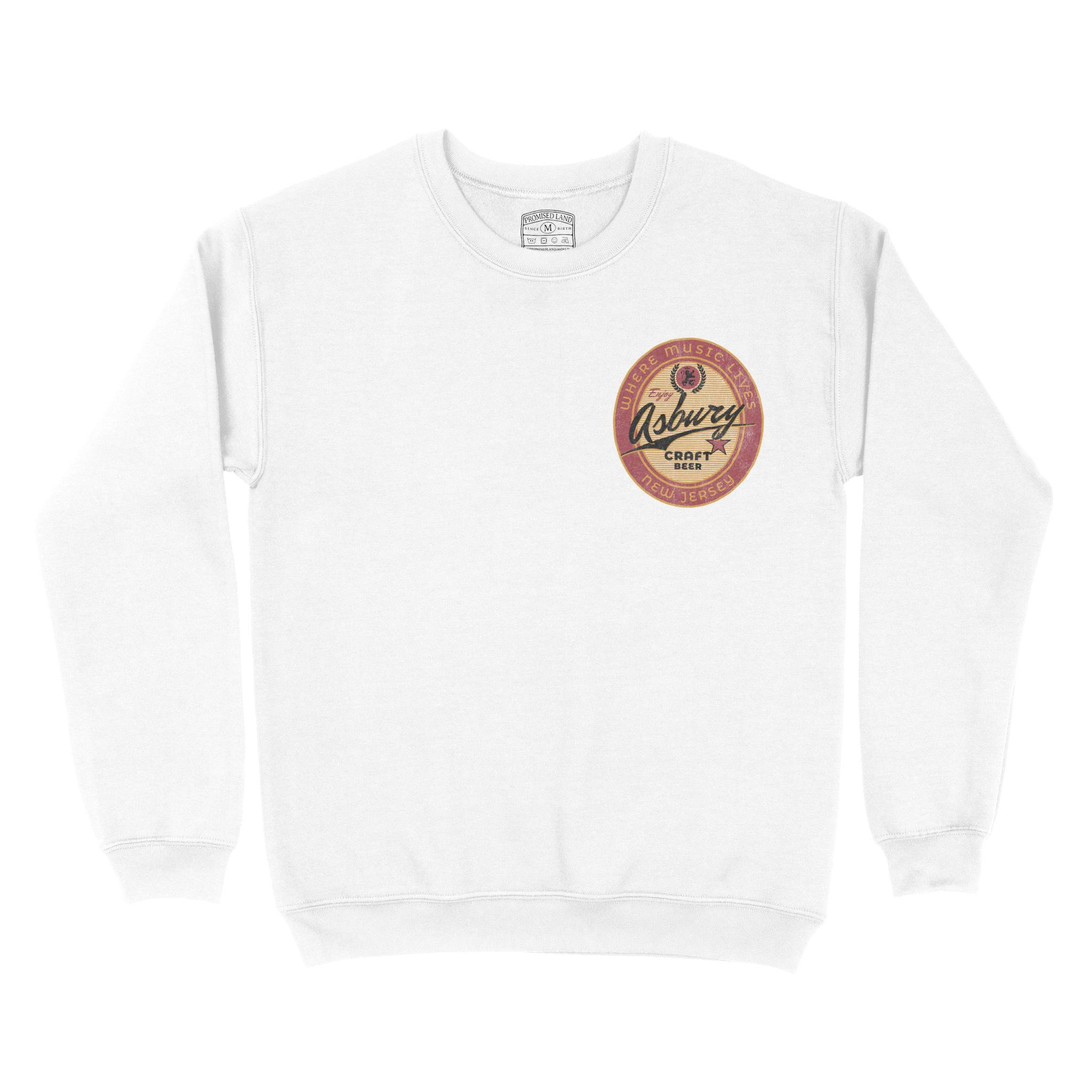 Asbury Park Craft Brew Crewneck in White - front view