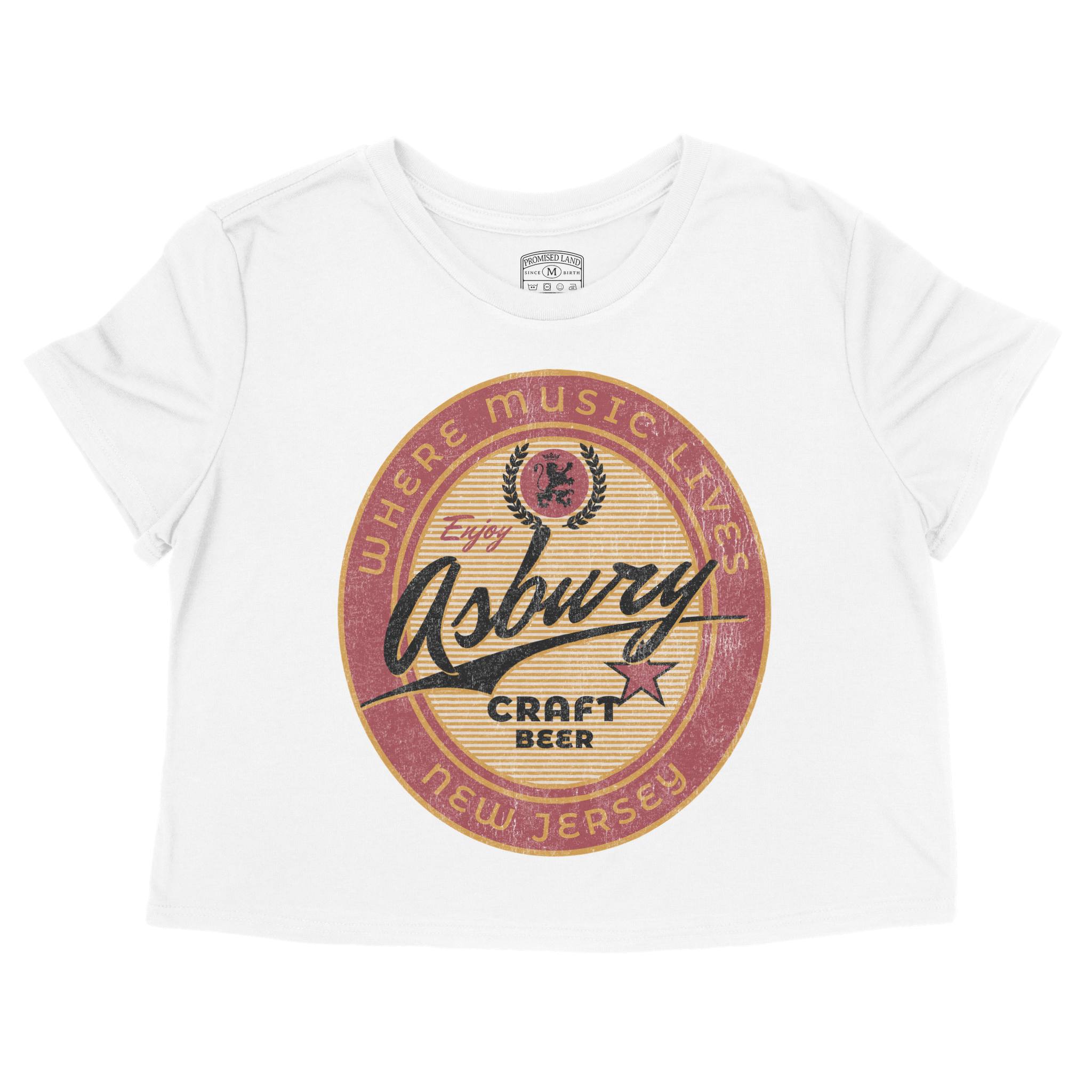Asbury Park Craft Brew Cropped Tee in White - front view