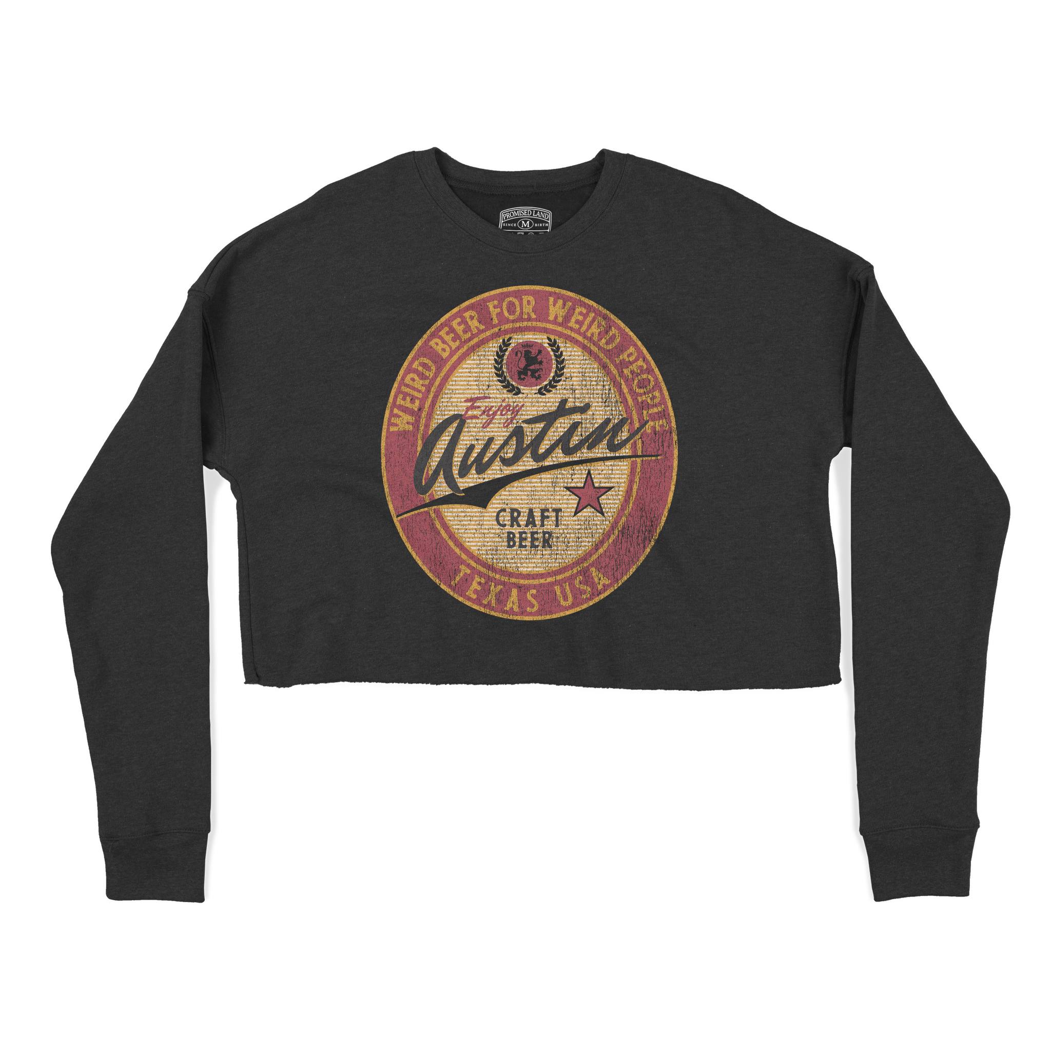 Austin Cropped Crew in Black - front view
