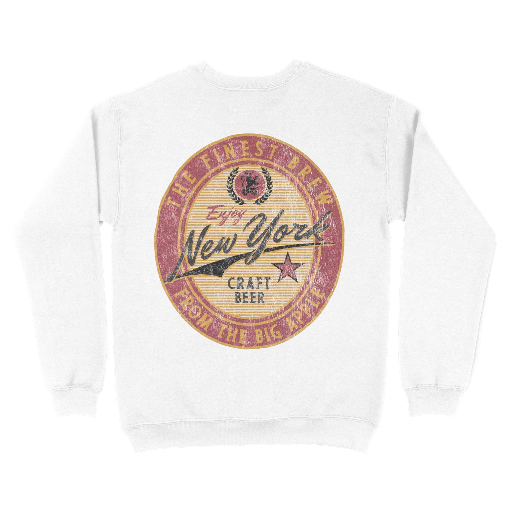 New York Crewneck in White - back view