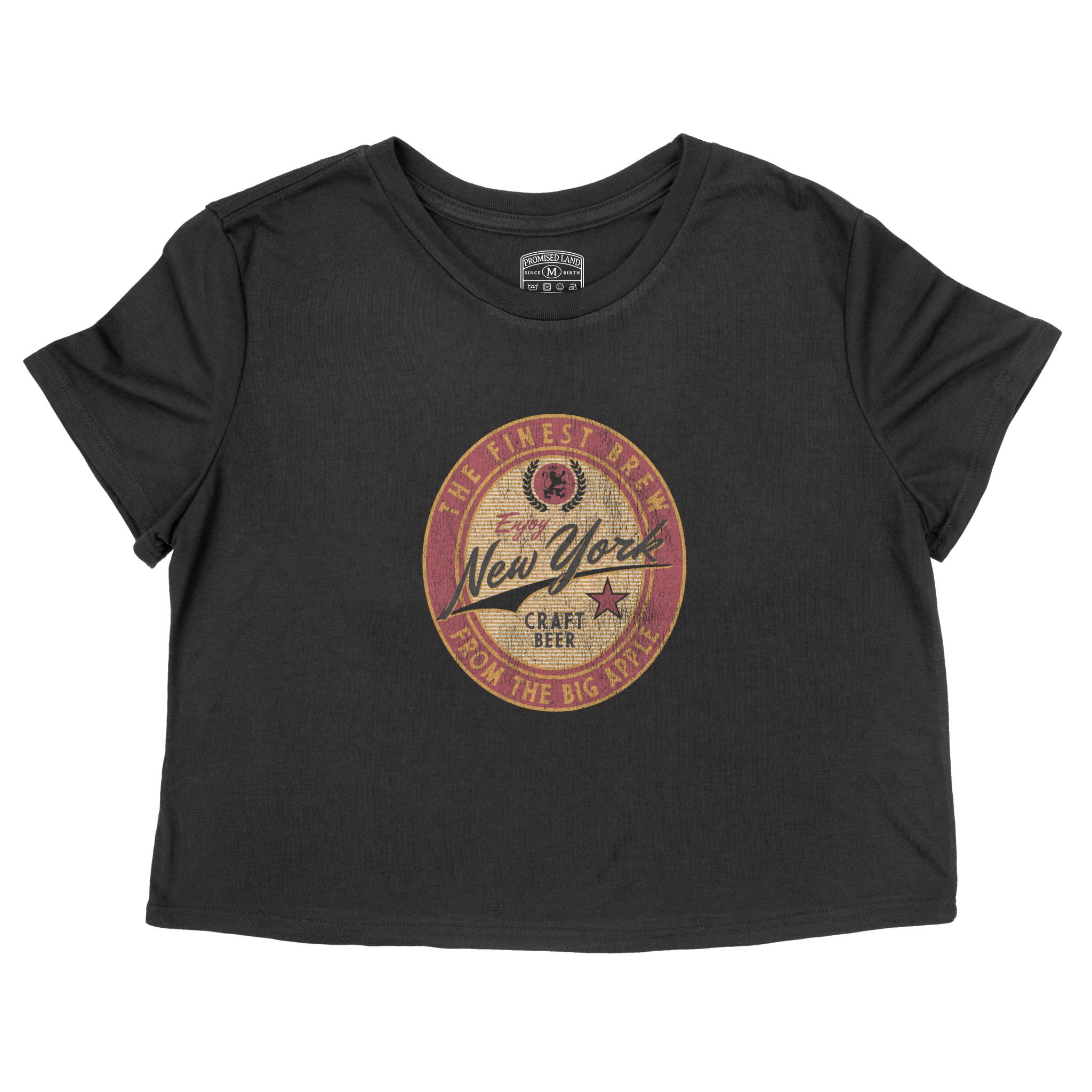 New York Cropped Tee in Black - front view