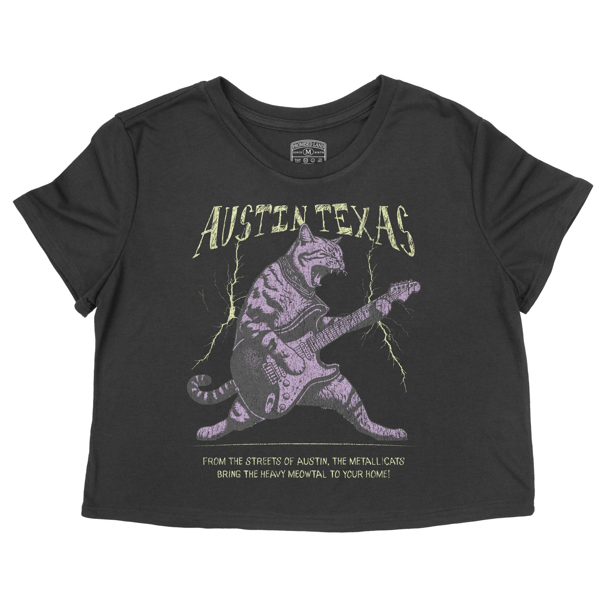 Austin Music Kitten Cropped Tee Black front