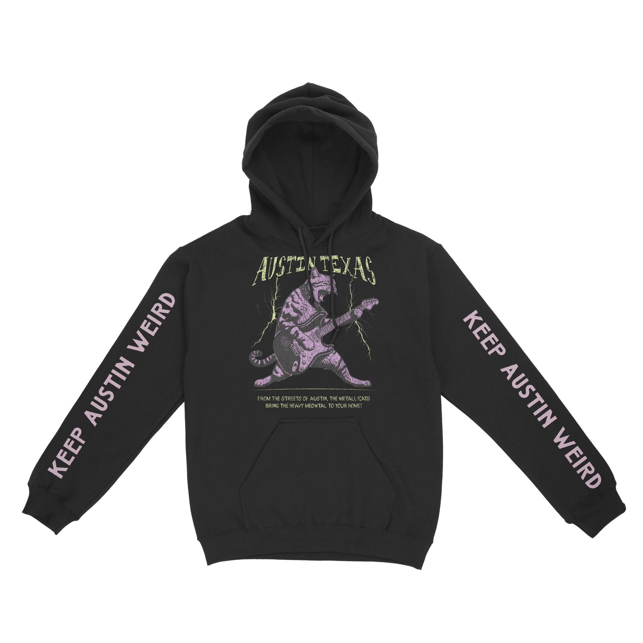 Austin Hoodie in Black - front-sleeves view