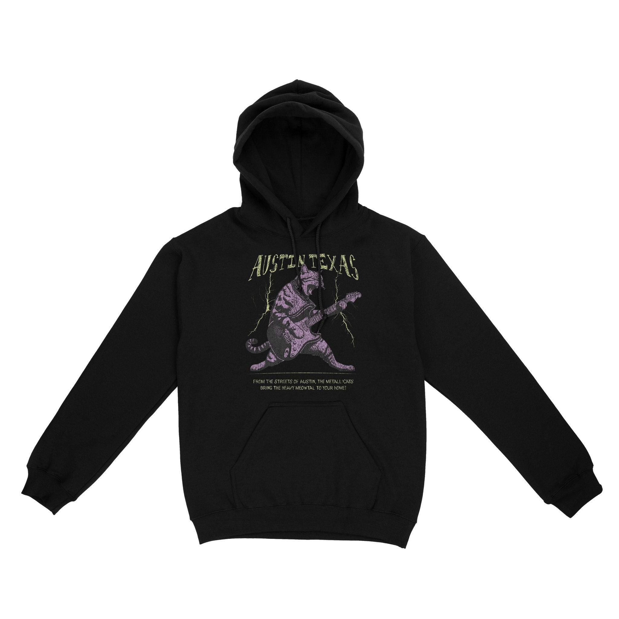 Austin Music Kitten Hoodie Black front