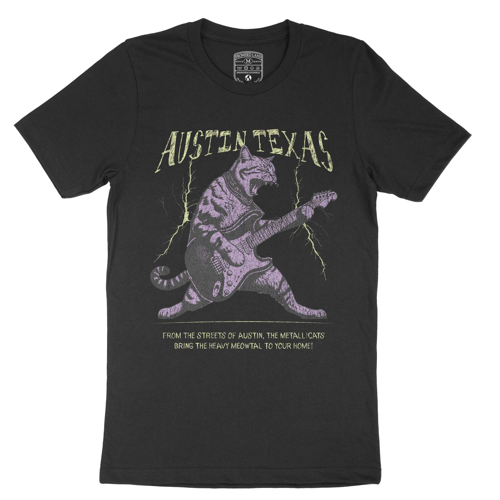 Austin Music Kitten T-Shirt Black front